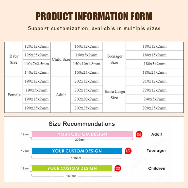 Custom Silicone wristbands Information Form
